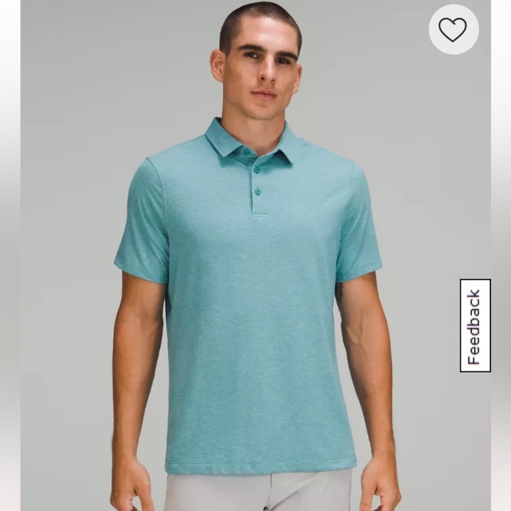 Men’s Lululemon Evolution Polo Shirt Heathered Crest Blue Size L Large